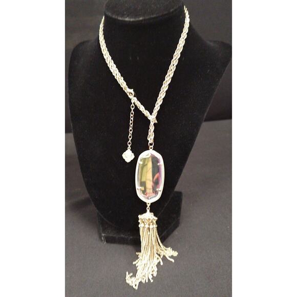 Kendra Scott Pendant Necklace Hologram DICHROIC Glass wBag - Picture 1 of 7
